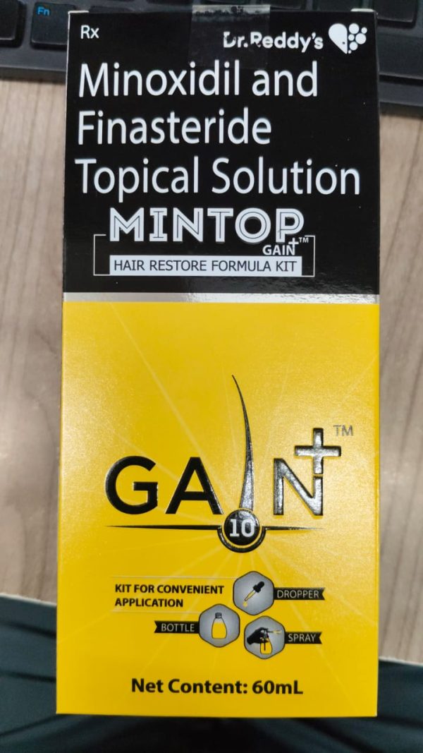 Mintop Gain +10 Minoxidil And Finasteride Topical Solution – Dual Action Hair Regrowth Formula for Men